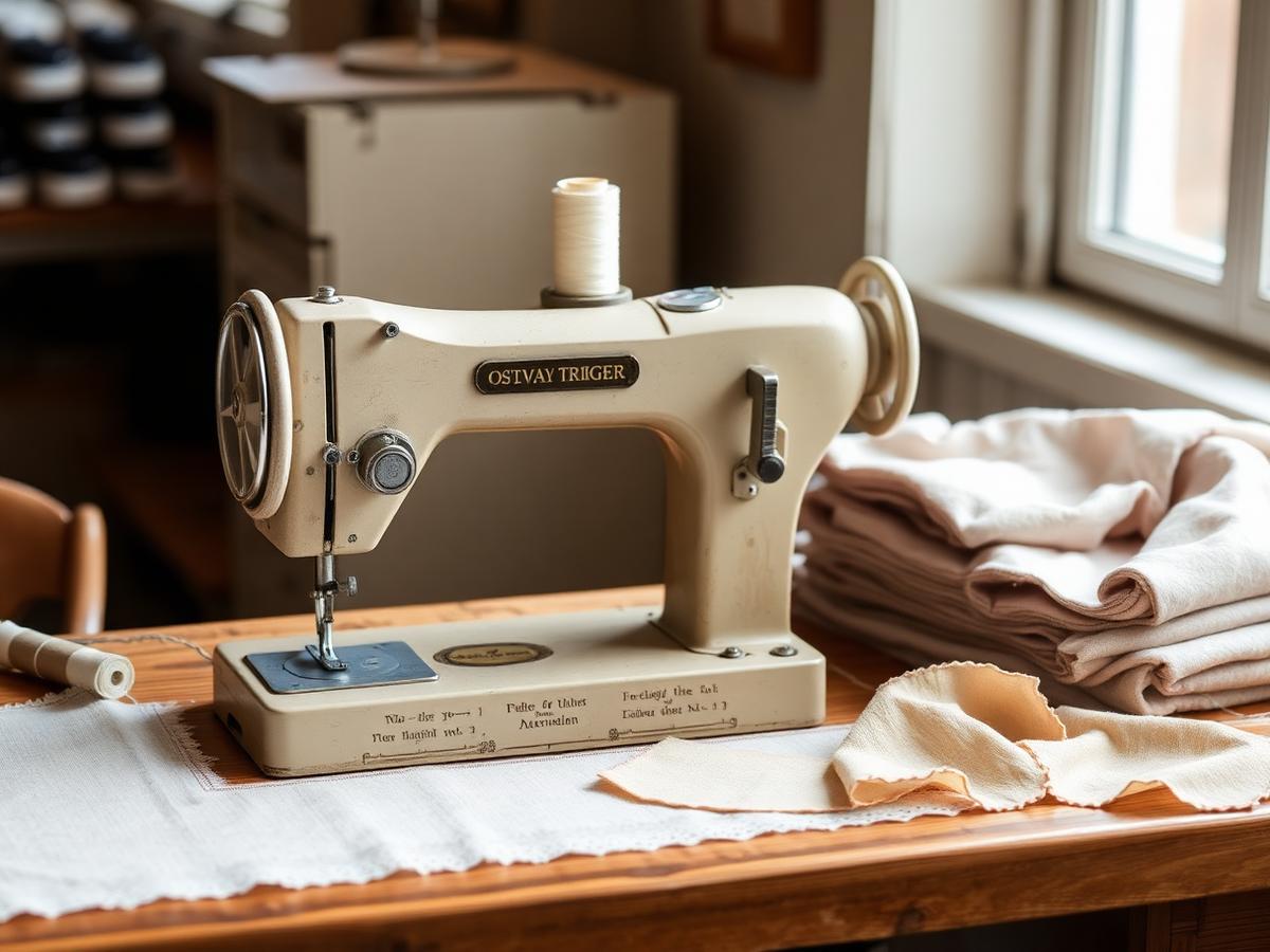 Vintage sewing machine in a warm atelier
